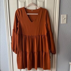 Amazon Women's Long Sleeve Rust Dress
